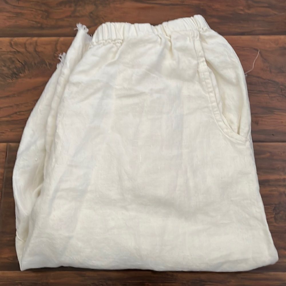 Flax Man Made White Cut Off Shorts